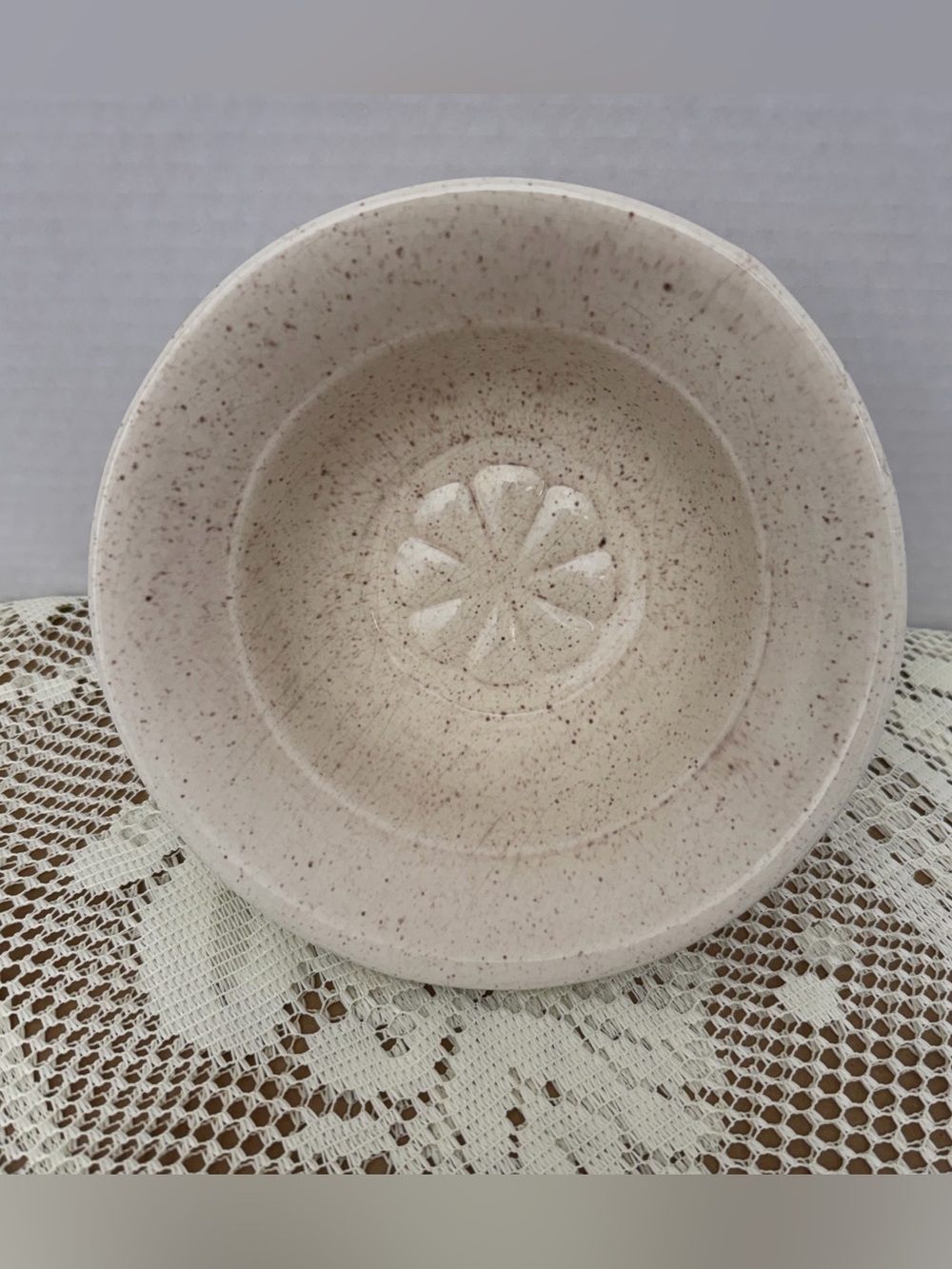 1970’s Doranne of California Pottery Bowl J 31 Pink Cream Speckled Relish Set